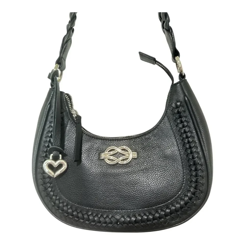 Brighton Black Leather Finn Convertible Shoulderbag Interlok Harmony Hobo (EUC)